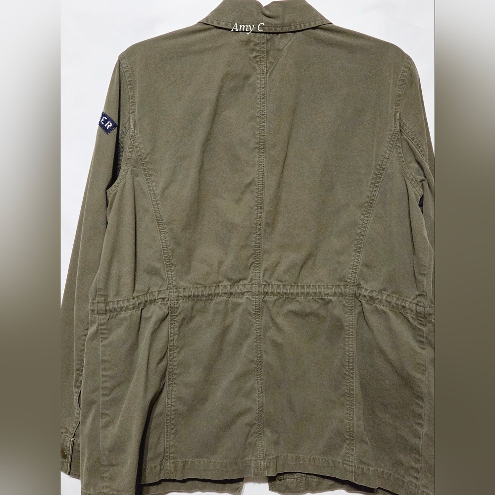 Tommy Hilfiger Army Green Utility Jacket for Women Size Large, Adjustable Waist - Picture 3 of 10